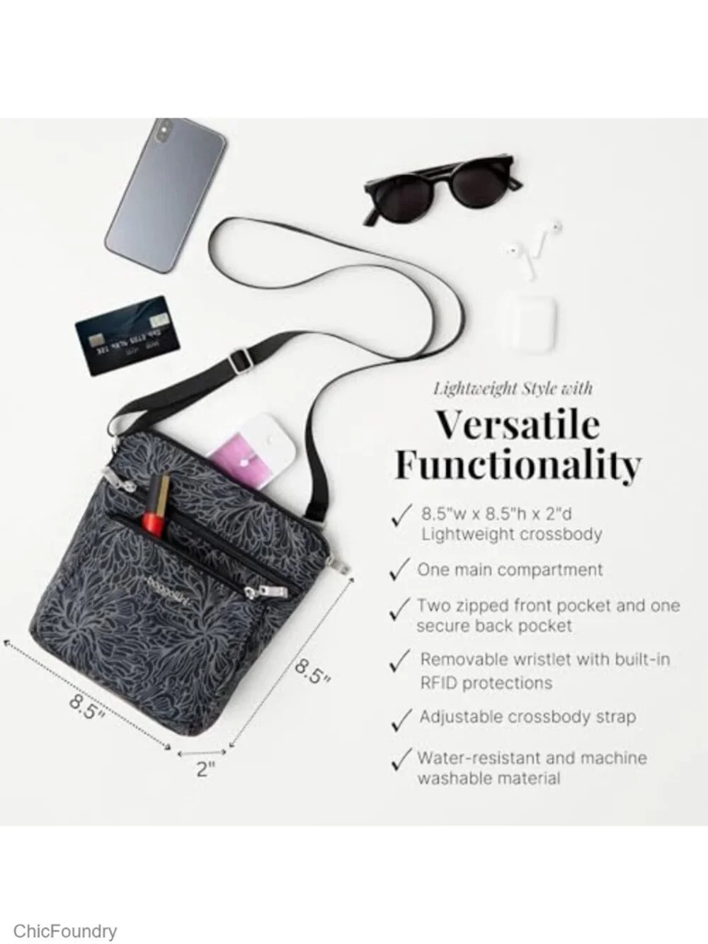 Small Crossbody Bag with RFID Protection Water-resistant Nylon Travel Purse